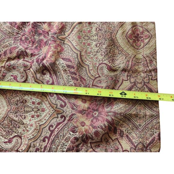 2 JCPenney Chris Madden Faux Suede Paisley Fringe Gold Bronze Valances 87"x18.5" - Picture 2 of 10